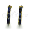 Oro Laminado Stud Earring, Gold Filled Style Baguette Design, with Sapphire Blue Cubic Zirconia, Polished, Golden Finish, 02.64.0642.5