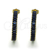 Oro Laminado Stud Earring, Gold Filled Style Baguette Design, with Sapphire Blue Cubic Zirconia, Polished, Golden Finish, 02.64.0642.5