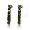 Oro Laminado Stud Earring, Gold Filled Style Baguette Design, with Black Cubic Zirconia, Polished, Golden Finish, 02.64.0642.6