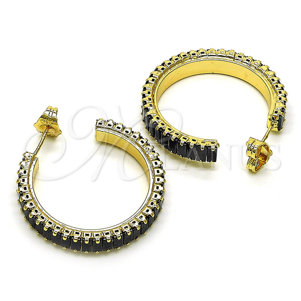 Gold Filled Ring — Stud Earring Baguette Design with Black Cubic Zirconia — alternate product view — SKU 149662 | Oro Laminado anillo — Stud Earring Baguette diseño with negro Cubic Zirconia — SKU 149662