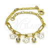 Oro Laminado Charm Bracelet, Gold Filled Style Butterfly and Paperclip Design, with White Crystal, Polished, Golden Finish, 03.63.2250.08