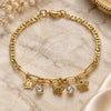 Oro Laminado Charm Bracelet, Gold Filled Style Butterfly and Paperclip Design, with White Crystal, Polished, Golden Finish, 03.63.2250.08 (03 MM Thickness, 8 Inches Length)