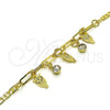 Oro Laminado Charm Bracelet, Gold Filled Style Owl and Paperclip Design, with White Crystal, Polished, Golden Finish, 03.63.2251.08 (03 MM Thickness, 8 Inches Length)