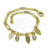 Oro Laminado Charm Bracelet, Gold Filled Style Owl and Paperclip Design, with White Crystal, Polished, Golden Finish, 03.63.2251.08 (03 MM Thickness, 8 Inches Length)