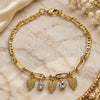 Oro Laminado Charm Bracelet, Gold Filled Style Owl and Paperclip Design, with White Crystal, Polished, Golden Finish, 03.63.2251.08 (03 MM Thickness, 8 Inches Length)