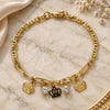 Oro Laminado Charm Bracelet, Gold Filled Style Crown and Paperclip Design, with White Crystal, Polished, Golden Finish, 03.63.2256.08 (03 MM Thickness, 8 Inches Length)
