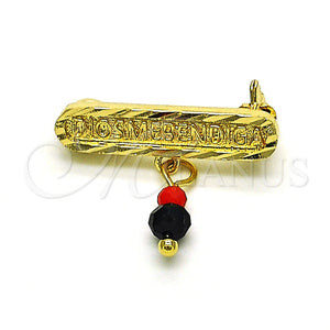 Gold Filled Jewelry — Basic Brooche Nameplate Design with Black and Orange — main product view — SKU 149673 | Oro Laminado joyería — básico Brooche Nameplate diseño with negro and Orange — SKU 149673