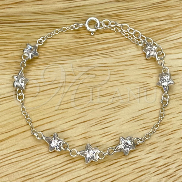 Sterling Silver Bracelet — Fancy Bracelet Star Design with White Cubic Zirconia — main product view — SKU 149674 | Plata 925 brazalete — elegante Bracelet estrella diseño with blanco Cubic Zirconia — SKU 149674