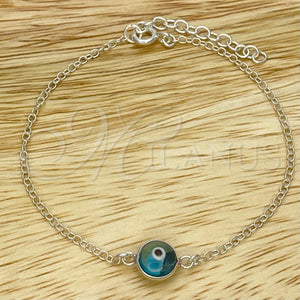 Sterling Silver Bracelet — Fancy Bracelet Evil Eye Design with Blue Topaz — main product view — SKU 149675 | Plata 925 brazalete — elegante Bracelet Evil Eye diseño with Blue Topaz — SKU 149675
