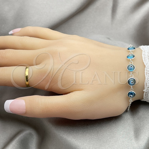 Sterling Silver Bracelet — Fancy Bracelet Evil Eye Design with Blue Topaz — alternate product view — SKU 149676 | Plata 925 brazalete — elegante Bracelet Evil Eye diseño with Blue Topaz — SKU 149676