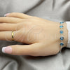 Sterling Silver Fancy Bracelet, Evil Eye Design, with Blue Topaz Crystal, Polished, Silver Finish, 03.401.0004.07 (02 MM Thickness, 7 Inches Length)