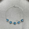 Sterling Silver Fancy Bracelet, Evil Eye Design, with Blue Topaz Crystal, Polished, Silver Finish, 03.401.0004.07 (02 MM Thickness, 7 Inches Length)