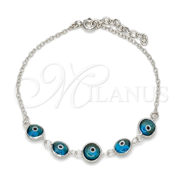 Sterling Silver Bracelet — Fancy Bracelet Evil Eye Design with Blue Topaz — main product view — SKU 149676 | Plata 925 brazalete — elegante Bracelet Evil Eye diseño with Blue Topaz — SKU 149676