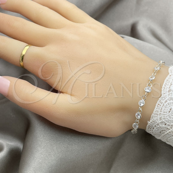 Sterling Silver Fancy Bracelet, with White Cubic Zirconia, Polished, Silver Finish, 03.401.0006.07 (02 MM Thickness, 7 Inches Length)