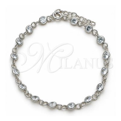 Sterling Silver Fancy Bracelet, with White Cubic Zirconia, Polished, Silver Finish, 03.401.0006.07 (02 MM Thickness, 7 Inches Length)