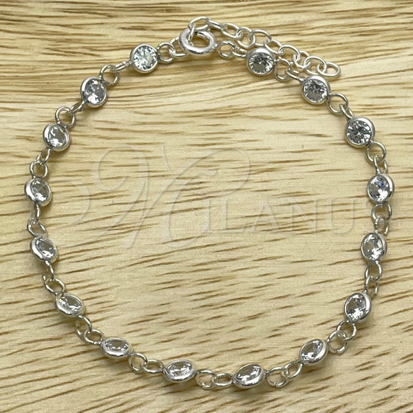 Sterling Silver Bracelet — Fancy Bracelet with White Cubic Zirconia Polished 03. — main product view — SKU 149678 | Plata 925 brazalete — elegante Bracelet with blanco Cubic Zirconia pulido 03. — SKU 149678