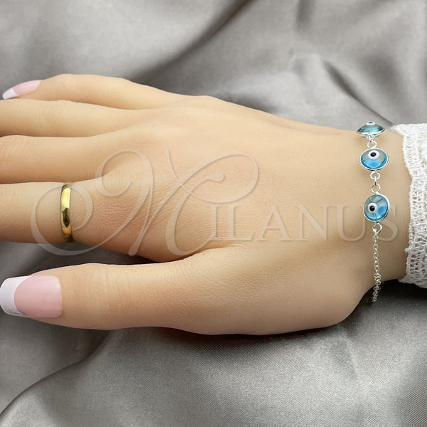 Sterling Silver Bracelet — Fancy Bracelet Evil Eye Design with Blue Topaz — alternate product view — SKU 149679 | Plata 925 brazalete — elegante Bracelet Evil Eye diseño with Blue Topaz — SKU 149679