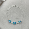Sterling Silver Fancy Bracelet, Evil Eye Design, with Blue Topaz Crystal, Polished, Silver Finish, 03.401.0007.07 (02 MM Thickness, 7 Inches Length)