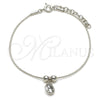 Sterling Silver Fancy Bracelet, Ball Design, with White Cubic Zirconia, Polished, Silver Finish, 03.401.0009.07 (04 MM Thickness, 7 Inches Length)