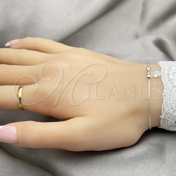 Sterling Silver Bracelet — Fancy Bracelet Ball and Teardrop Design with White — alternate product view — SKU 149684 | Plata 925 brazalete — elegante Bracelet Ball and Teardrop diseño with blanco — SKU 149684