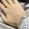 Sterling Silver Fancy Bracelet, Ball and Evil Eye Design, with Blue Topaz Crystal, Polished, Silver Finish, 03.401.0014.07 (02 MM Thickness, 7 Inches Length)