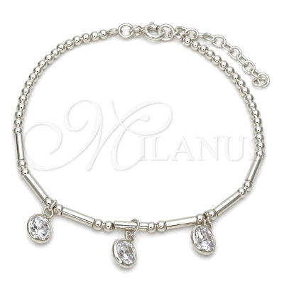 Sterling Silver Fancy Bracelet, Ball Design, with White Cubic Zirconia, Polished, Silver Finish, 03.401.0017.07 for wholesale, main product view