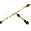 Oro Laminado Fancy Necklace, Gold Filled Style Figa Hand and Mariner Design, with Black and Orange Red Crystal, Polished, Golden Finish, 03.63.1812.18 (04 MM Thickness, 18 Inches Length)