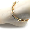 Oro Laminado Basic Anklet, Gold Filled Style Rolo Design, Polished, Golden Finish, 04.63.1415.10 (09 MM Thickness, 10 Inches Length)