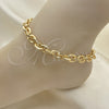 Oro Laminado Basic Anklet, Gold Filled Style Rolo Design, Polished, Golden Finish, 04.63.1415.10 (09 MM Thickness, 10 Inches Length)