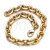 Oro Laminado Basic Anklet, Gold Filled Style Rolo Design, Polished, Golden Finish, 04.63.1415.10 (09 MM Thickness, 10 Inches Length)