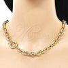 Oro Laminado Necklace and Bracelet, Gold Filled Style Rolo Design, Polished, Golden Finish, 06.63.0266
