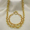 Oro Laminado Necklace and Bracelet, Gold Filled Style Rolo Design, Polished, Golden Finish, 06.63.0266