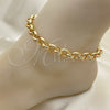 Oro Laminado Basic Anklet, Gold Filled Style Rolo Design, Polished, Golden Finish, 03.319.0007.10 (09 MM Thickness, 10 Inches Length)
