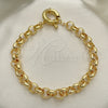 Oro Laminado Basic Anklet, Gold Filled Style Rolo Design, Polished, Golden Finish, 03.319.0007.10 (09 MM Thickness, 10 Inches Length)
