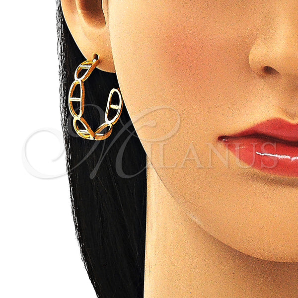 Gold Filled Hoop Earrings — Medium Hoop Puff Mariner Design Polished 02. — alternate product view — SKU 149709 | Oro Laminado aretes de aro — Medium Hoop Puff Mariner diseño pulido 02. — SKU 149709