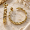 Oro Laminado Medium Hoop, Gold Filled Style Curb Design, Polished, Golden Finish, 02.210.0755.30
