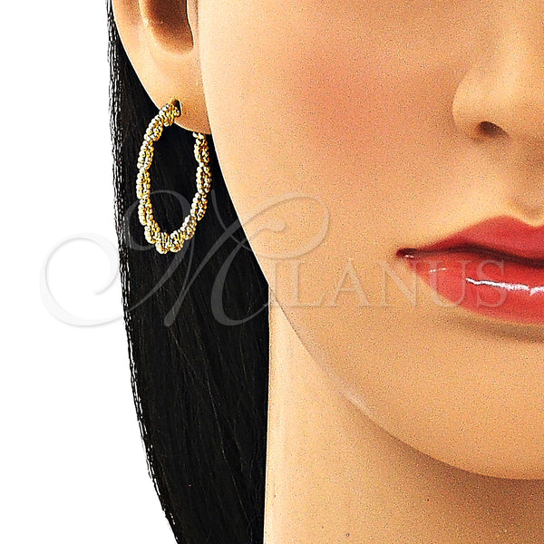 Gold Filled Hoop Earrings — Medium Hoop Twist Design Polished 02. — alternate product view — SKU 149715 | Oro Laminado aretes de aro — Medium Hoop Twist diseño pulido 02. — SKU 149715
