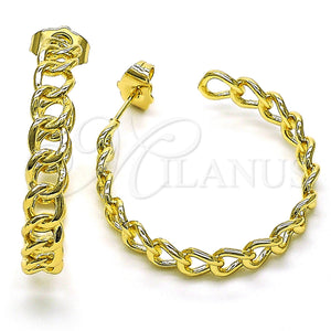 Gold Filled Hoop Earrings — Medium Hoop Curb Design Polished 02. — main product view — SKU 149716 | Oro Laminado aretes de aro — Medium Hoop Curb diseño pulido 02. — SKU 149716