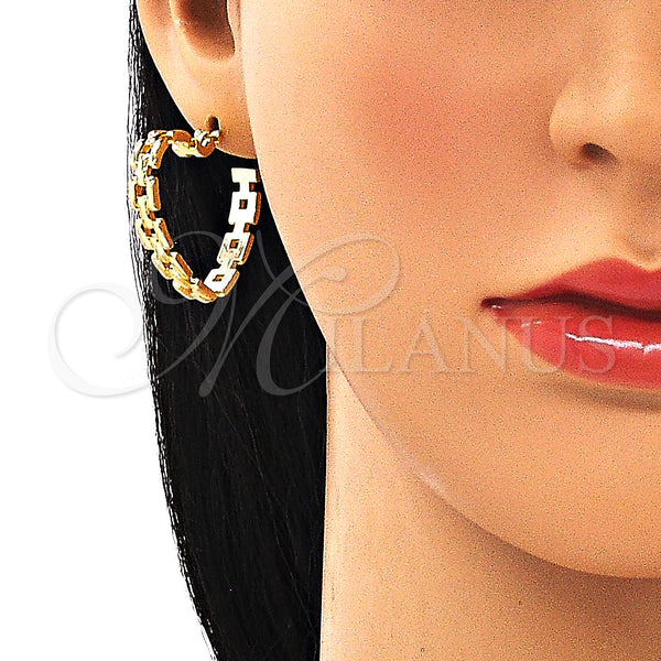 Gold Filled Hoop Earrings — Medium Hoop Heart Design Polished 02. — alternate product view — SKU 149717 | Oro Laminado aretes de aro — Medium Hoop corazón diseño pulido 02. — SKU 149717