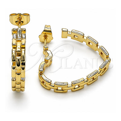 Oro Laminado Medium Hoop, Gold Filled Style Heart Design, Polished, Golden Finish, 02.210.0761.30