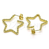 Oro Laminado Medium Hoop, Gold Filled Style Star Design, Polished, Golden Finish, 02.210.0763.25