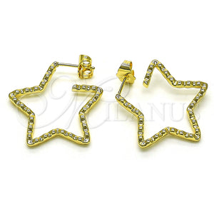 Gold Filled Hoop Earrings — Medium Hoop Star Design Polished 02. — main product view — SKU 149719 | Oro Laminado aretes de aro — Medium Hoop estrella diseño pulido 02. — SKU 149719