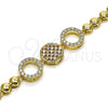Oro Laminado Fancy Bracelet, Gold Filled Style with White Micro Pave, Polished, Golden Finish, 03.283.0252.07 (05 MM Thickness, 7 Inches Length)
