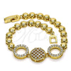 Oro Laminado Fancy Bracelet, Gold Filled Style with White Micro Pave, Polished, Golden Finish, 03.283.0252.07 (05 MM Thickness, 7 Inches Length)
