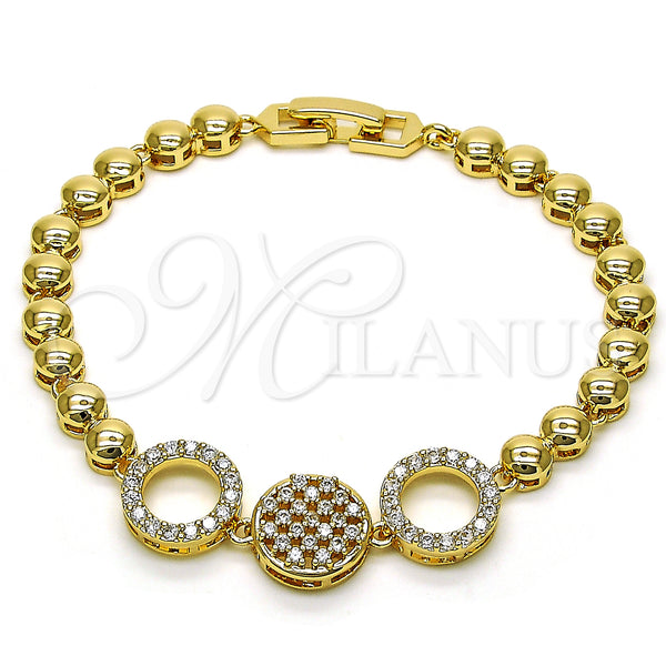Gold Filled Bracelet — Fancy Bracelet with White Micro Pave Polished 03. — main product view — SKU 149733 | Oro Laminado brazalete — elegante Bracelet with blanco Micro Pave pulido 03. — SKU 149733