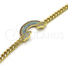 Oro Laminado Fancy Bracelet, Gold Filled Style Curb Design, with Multicolor Micro Pave, Polished, Golden Finish, 03.283.0254.07 (05 MM Thickness, 7 Inches Length)