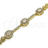 Oro Laminado Fancy Bracelet, Gold Filled Style with White Cubic Zirconia and White Micro Pave, Polished, Golden Finish, 03.283.0255.1.07 (06 MM Thickness, 7 Inches Length)
