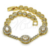 Oro Laminado Fancy Bracelet, Gold Filled Style with White Cubic Zirconia and White Micro Pave, Polished, Golden Finish, 03.283.0255.1.07 (06 MM Thickness, 7 Inches Length)