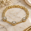Oro Laminado Fancy Bracelet, Gold Filled Style with White Cubic Zirconia and White Micro Pave, Polished, Golden Finish, 03.283.0255.1.07 (06 MM Thickness, 7 Inches Length)