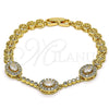 Oro Laminado Fancy Bracelet, Gold Filled Style with White Cubic Zirconia and White Micro Pave, Polished, Golden Finish, 03.283.0255.1.07 (06 MM Thickness, 7 Inches Length)